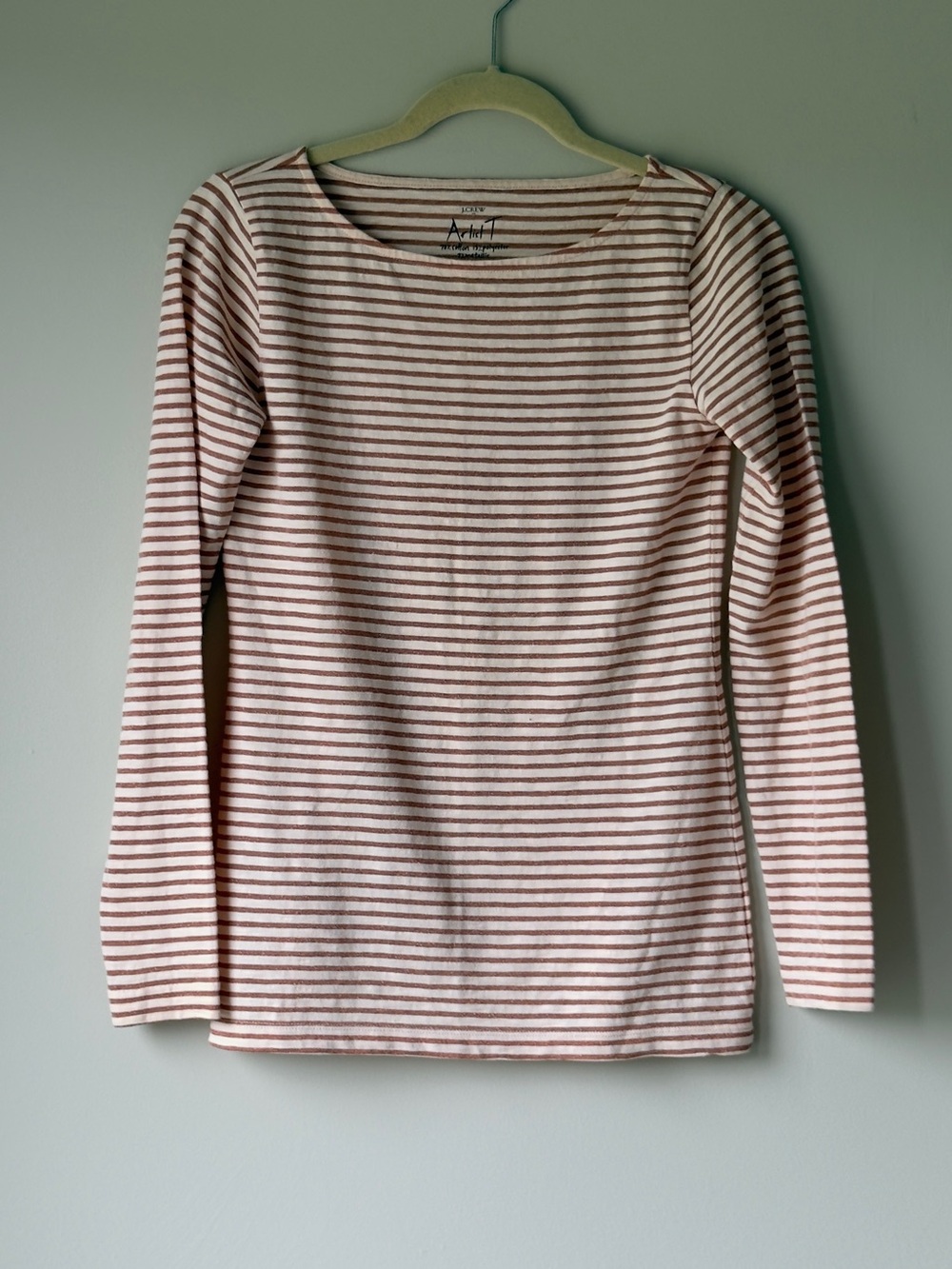 J. Crew Artist T Metallic Stripe Tee in Cream and Brown